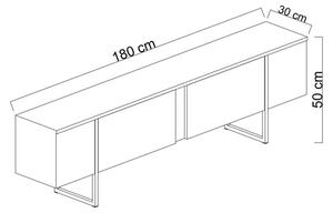 Televizní stolek LUXE, 180 x 30 x 50 cm, bílý
