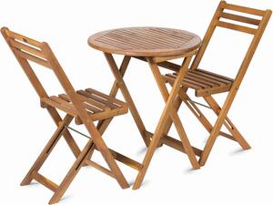 FIELDMANN FDZN 4003-T Balkónový set 2ks idle s poltáky 520 x 380 x 800 mm + 1ks stl 600 x 600 x 720 mm, pírodní dřevo Akácie