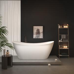 Erga Lina, volně stojící vana 150x73 cm + odtoková zátka, bílá lesklá, ERG-LINA-150073-WH-WH