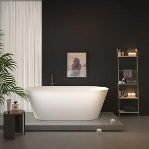 Erga Rhea, volně stojící vana 150x75 cm + odtoková zátka, bílá lesklá, ERG-RHEA-150075-WH-WH