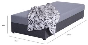 Čalouněná válenda s úložným prostorem JACOB XL nosnost 130 kg 90x200 cm šedá