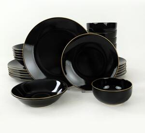 Keramické nádobí, set, lesklá černá