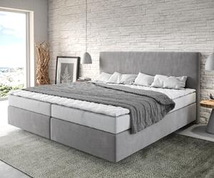 DELIFE Boxspring postel Dream-Well mikrovlákno šedá 200x200 cm Bonell-matrace PU-topper