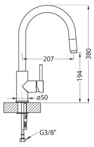 ALVEUS 1129022 - Dřezová baterie s vytahovací sprškou DELOS 38 cm granit/černá