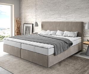 DELIFE Boxspring postel Dream-Well mikrovlákno béžová 200x200 cm Bonell-matrace PU-topper