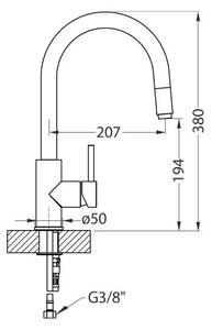 ALVEUS 1129020 - Dřezová baterie s vytahovací sprškou DELOS 38 cm granit/béžová