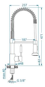 ALVEUS 1150887 - Dřezová baterie s flexibilním ramínkem se sprškou URBAN 47,1 cm