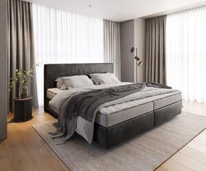 DELIFE Boxspring postel Dream-Well mikrovlákno antracitová vintage 200x200 cm Bonell-matrace PU-topper
