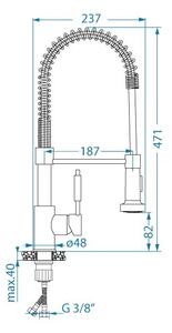 ALVEUS 1150886 - Dřezová baterie s flexibilním ramínkem se sprškou URBAN 47,1 cm