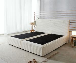 DELIFE Boxspring postel Dream-Well plyšový manšestr béžová 200x200 cm