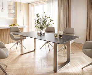 DELIFE Jídelní stůl Edge 200x100 keramika Laminam® Nero Greco antracitová nerezová ocel úzký