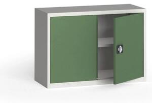 Plechová policová skříň na nářadí KOVONA, 800 x 1200 x 400 mm, 1 police, šedá/zelená