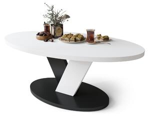 Mazzoni LOVA Bílý/Černý - OVÁLNÝ KONFERENČNÍ STOLEK 110x60 cm MODERNÍ KÁVOVÝ STOLEK