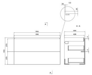 Cersanit Larga, závěsná umyvadlová skříňka 100cm, bílá lesklá, S932-076