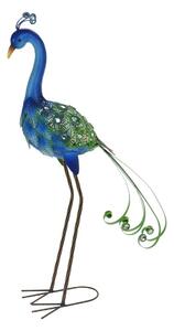 Zahradní kovová figurka Peafowl, 80 cm, modrá