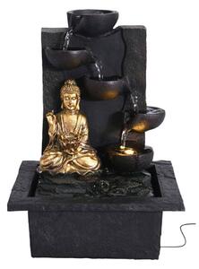 Zahradní fontána s osvětlením Budha, 30x21,5x18 cm, polyston, černá