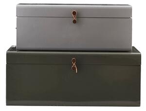Úložný box suitcase šedý a zelený 2ks