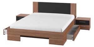 Manželská postel 180 cm Verwood Typ 82 (s nočními stolky) (ořech červený + černá). Vlastní profesionální přeprava až k Vám domů 1030060