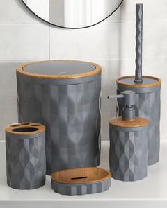 Sada koupelnových doplňků Reina antracit/s povrchovou úpravou v dekoru dřeva