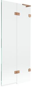 Mexen Lunar L, 2-křídlová vanová zástěna pravá 80 x 150 cm, čiré sklo, měděná matná, 897L-080-100-65-00-P