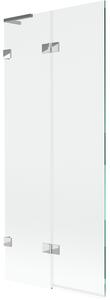 Mexen Lunar L, 2-křídlová vanová zástěna levá 80 x 150 cm, čiré sklo, chromová, 897L-080-100-01-00-L