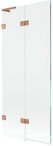 Mexen Lunar L, 2-křídlová vanová zástěna levá 80 x 150 cm, čiré sklo, měděná matná, 897L-080-100-65-00-L