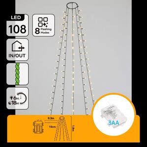 Aigostar - LED Venkovní vánoční řetěz 108xLED/8 funkcí 3xAA 1,8m IP44 teplá bílá