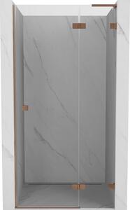 Mexen Lunar L, pravé otočné sprchové dveře 70 cm, 8mm čiré sklo, měděný matný profil, 834L-070-000-65-00-P