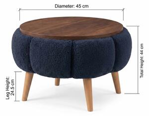 Konferenční stolek FELPO pr. 45 cm modrá/ořech