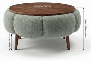 Konferenční stolek FELPO pr. 60 cm zelená/ořech
