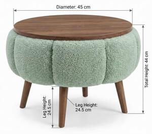 Konferenční stolek FELPO pr. 45 cm zelená/ořech