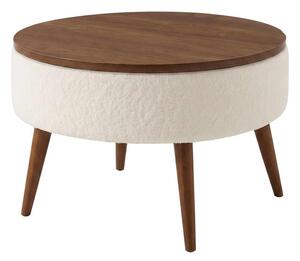 Konferenční stolek FELPO pr. 60 cm bílá/ořech