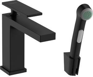 Hansgrohe Tecturis E Páková umyvadlová baterie 110 s ruční sprchou Bidette a sprchovou hadicí 160 cm, matná černá 73210670