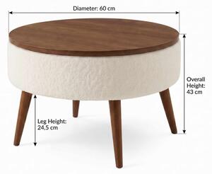 Konferenční stolek FELPO pr. 60 cm bílá/ořech