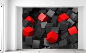 Gario Fototapeta Černo - červené kostky 3D Materiál: Latexová, Velikost: 200 x 150 cm