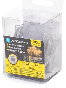 Aigostar - LED Vánoční řetěz 20xLED/3xAA 2,3 m teplá bílá