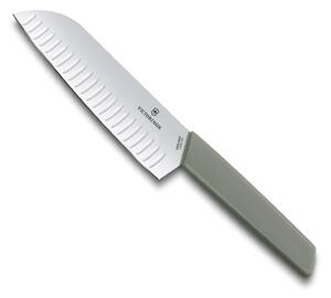 Japonský Nůž Santoku s výbrusy 17 cm olivový SWISS MODERN - Victorinox (Santoku nůž 17 cm SWISS MODERN olivový - Victorinox)
