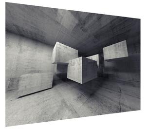 Fototapeta Šedé létající kamenné kostky Materiál: Samolepící, Rozměry: 268 x 240 cm