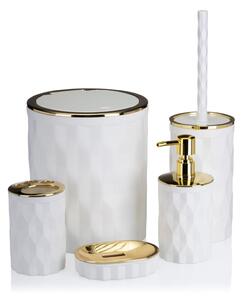 Sada koupelnových doplňků Reina, bílá/se zlatými prvky