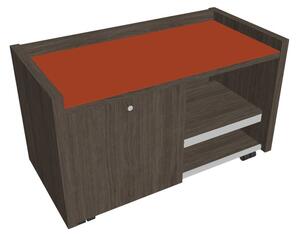Mobilní kontejner Verno 100 x 50 cm se sklem, levý, dub antracit / oranžová