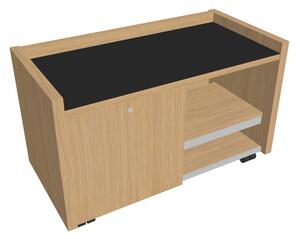 Mobilní kontejner Verno 100 x 50 cm se sklem, levý, dub světlý / černá