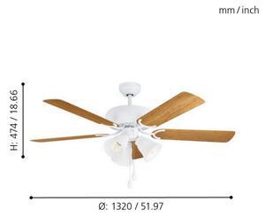 Eglo 35076 - Stropní ventilátor LAS PALMAS 3xE27/40W/230V hnědá