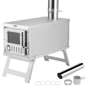 Venkovní krb z nerezové oceli 304 – ohřívač do stanu – krb na dřevo pro kempování – hmotnost 3 kg – stříbrná barva