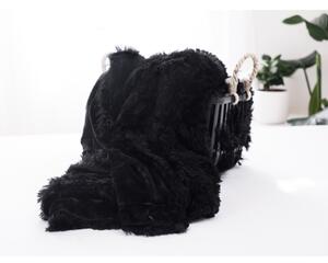 Chlupatá deka 150 × 200 cm – Lotus černá