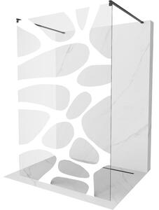 Mexen Kioto, průchozí sprchová zástěna 100 x 200 cm, 8mm sklo čiré/bílý vzor, 2x černá stabilizační rozpěra, 800-100-002-70-97