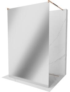 Mexen Kioto, průchozí sprchová zástěna 100 x 200 cm, 8mm sklo vzor zrcadlo, 2x růžové zlato stabilizační rozpěra, 800-100-002-60-50