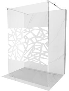 Mexen Kioto, průchozí sprchová zástěna 110 x 200 cm, 8mm sklo čiré/bílý vzor, 2x chromová stabilizační rozpěra, 800-110-002-01-85