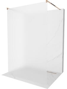Mexen Kioto, průchozí sprchová zástěna 100 x 200 cm, 8mm sklo námraza, 2x růžové zlato stabilizační rozpěra, 800-100-002-60-30