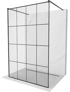 Mexen Kioto, průchozí sprchová zástěna 140 x 200 cm, 8mm sklo čiré/černý vzor, 2x černá stabilizační rozpěra, 800-140-002-70-77
