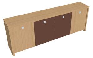 Nízká skříň Verno 248 x 46 x 90 cm, kombinované dveře, dub světlý / hnědá